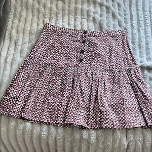 H&M Pink and Black Patterned Mini Skirt